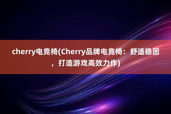 cherry电竞椅(Cherry品牌电竞椅：舒适稳固，打造游戏高效力作)