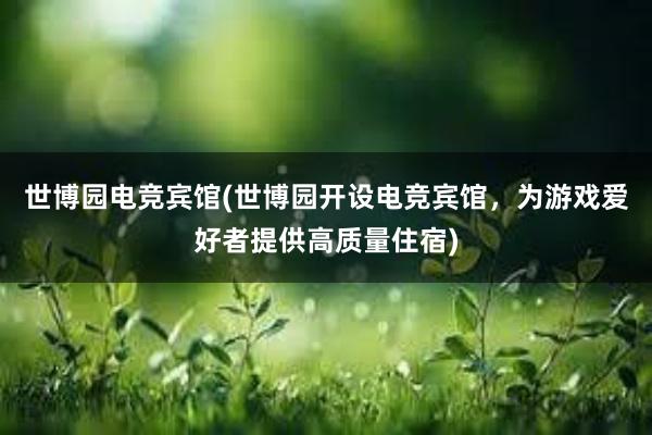 世博园电竞宾馆(世博园开设电竞宾馆，为游戏爱好者提供高质量住宿)