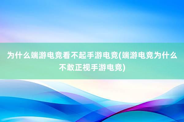 为什么端游电竞看不起手游电竞(端游电竞为什么不敢正视手游电竞)