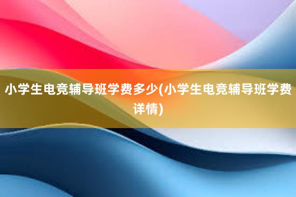 小学生电竞辅导班学费多少(小学生电竞辅导班学费详情)