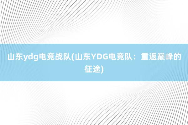 山东ydg电竞战队(山东YDG电竞队：重返巅峰的征途)