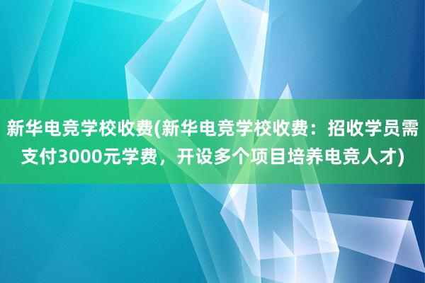 新华电竞学校收费(新华电竞学校收费：招收学员需支付3000元学费，开设多个项目培养电竞人才)