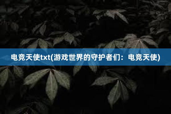 电竞天使txt(游戏世界的守护者们：电竞天使)