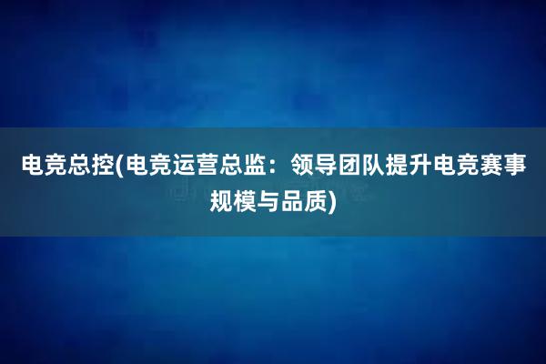 电竞总控(电竞运营总监：领导团队提升电竞赛事规模与品质)