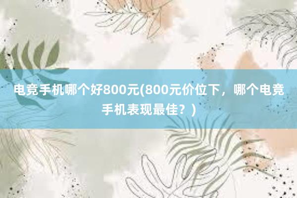 电竞手机哪个好800元(800元价位下，哪个电竞手机表现最佳？)