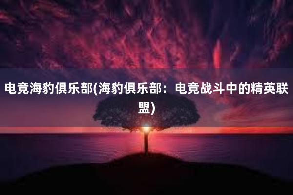 电竞海豹俱乐部(海豹俱乐部：电竞战斗中的精英联盟)