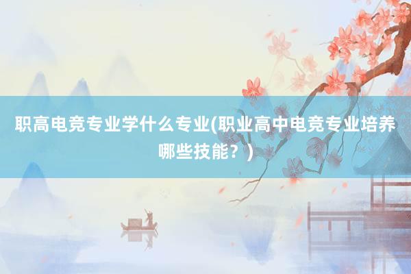 职高电竞专业学什么专业(职业高中电竞专业培养哪些技能？)