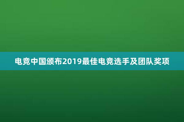 电竞中国颁布2019最佳电竞选手及团队奖项