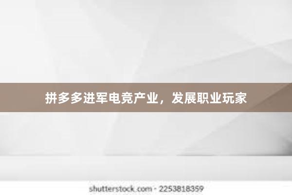 拼多多进军电竞产业，发展职业玩家