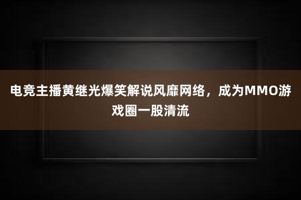 电竞主播黄继光爆笑解说风靡网络，成为MMO游戏圈一股清流